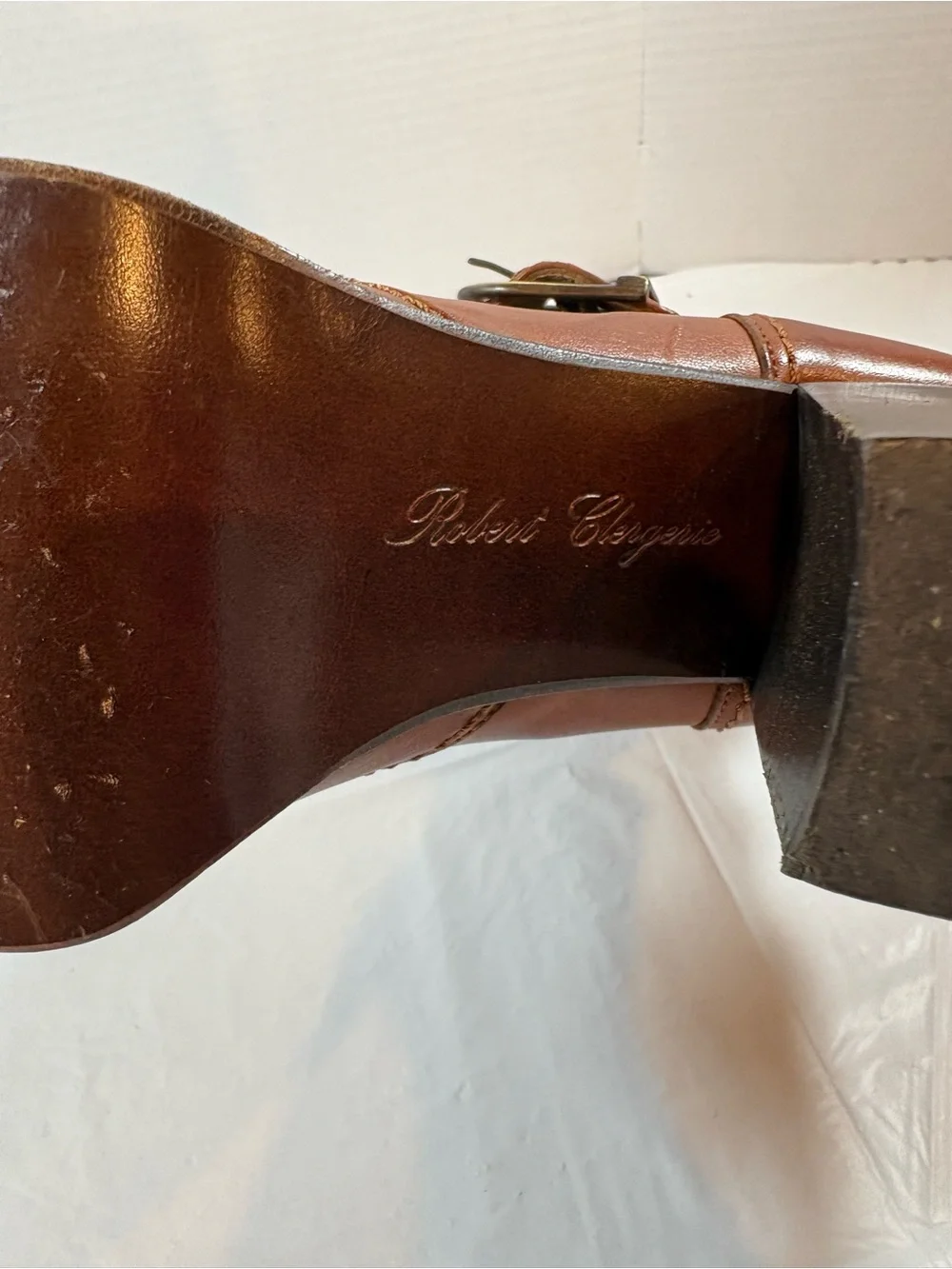 Vintage Robert Clergerie | Paris | 9.5B| Cognac Leather Knee High Boots| Buckle